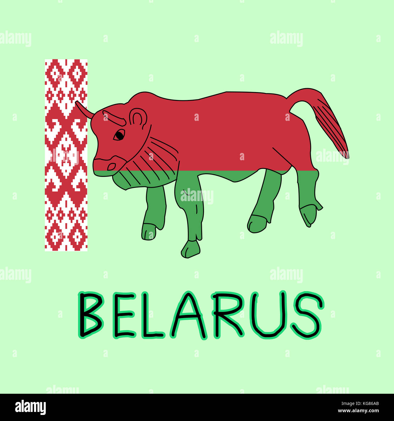Color Imitation of Belarus Flag with European Bison, National Animal Stock  Photo - Alamy