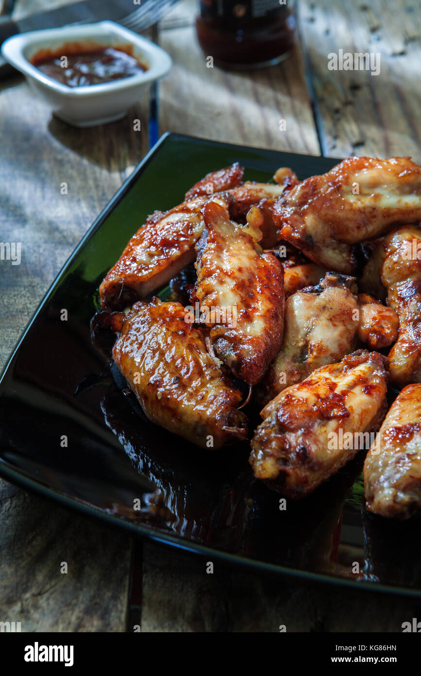 Hot chili sauce buffalo style chicken wings Stock Photo Alamy