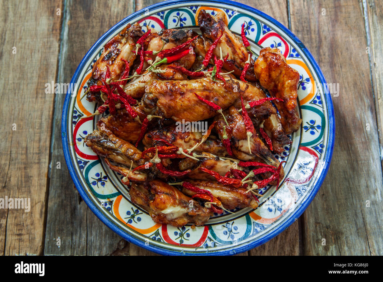 Hot chili sauce buffalo style chicken wings Stock Photo Alamy