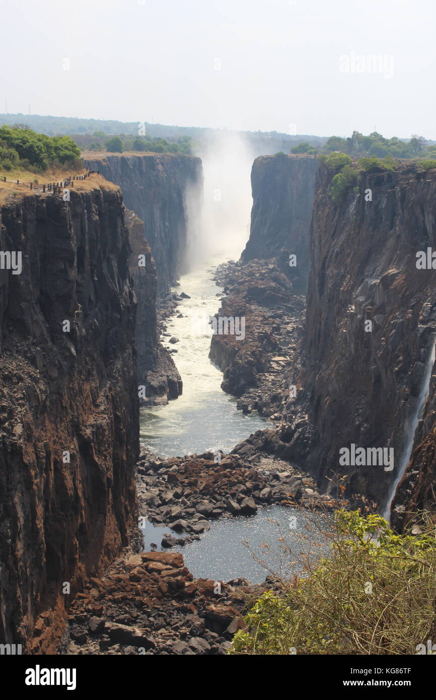 Victoria Falls dry season Stock Photo
