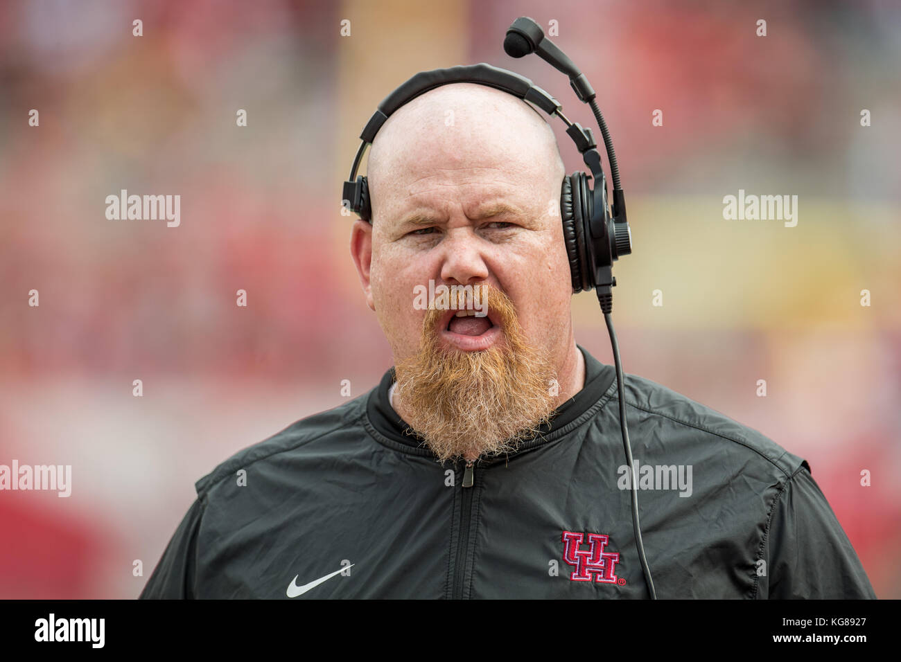 Houston, TX, USA. 4th Nov, 2017. Houston Cougars defensive line coach A