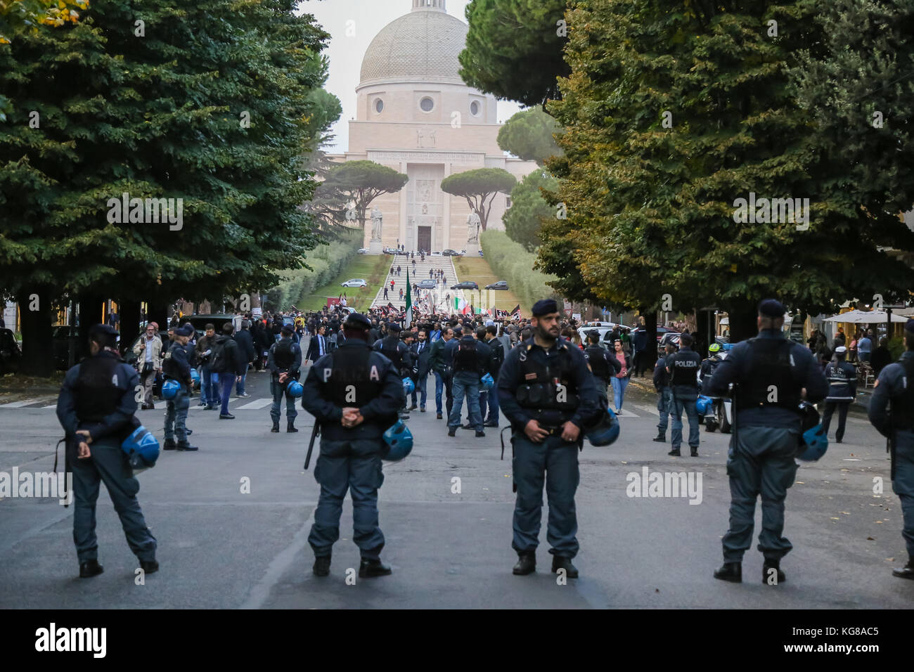 Rome, Italy 4 November 2017. Demonstration of the political movement called 'Forza Nuova' held in Rome in the EUR zone on 04 November 2017. Rome, Italy 4 November 2017 Credit: Simone De Santis / Alamy Live News Stock Photo