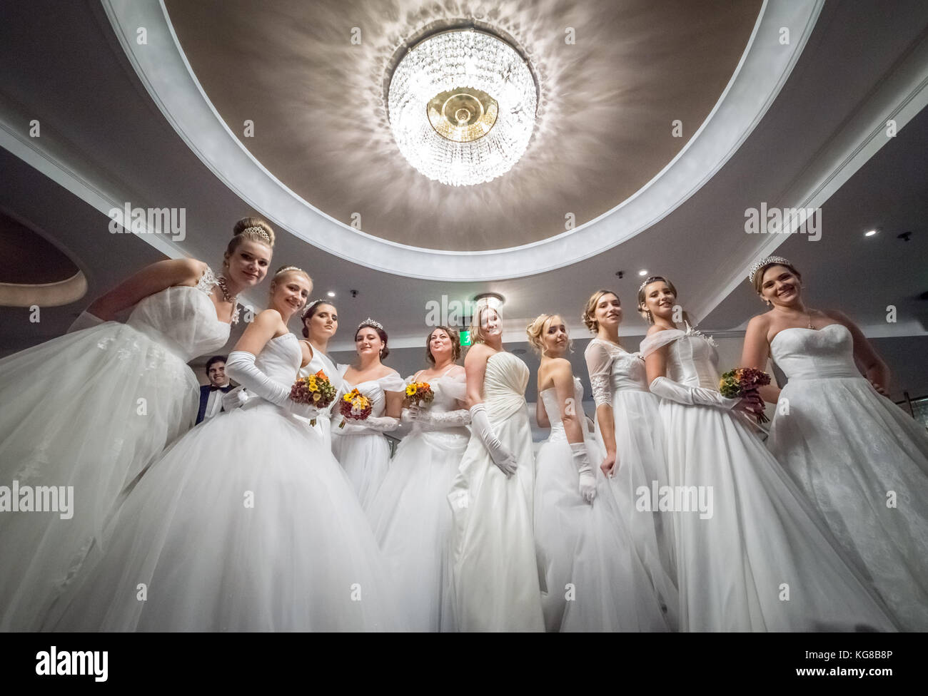 London, UK. 4th Nov, 2017. 5th Russian Debutante Ball, held at Mayfair’s Grosvenor House Hotel, Park Lane, London. Twenty-five debutante couples, aged between 16-25, wore the strict dress code of floor-length white bridal gowns, matching gloves and compulsory tiaras. © Guy Corbishley/Alamy Live News Stock Photo