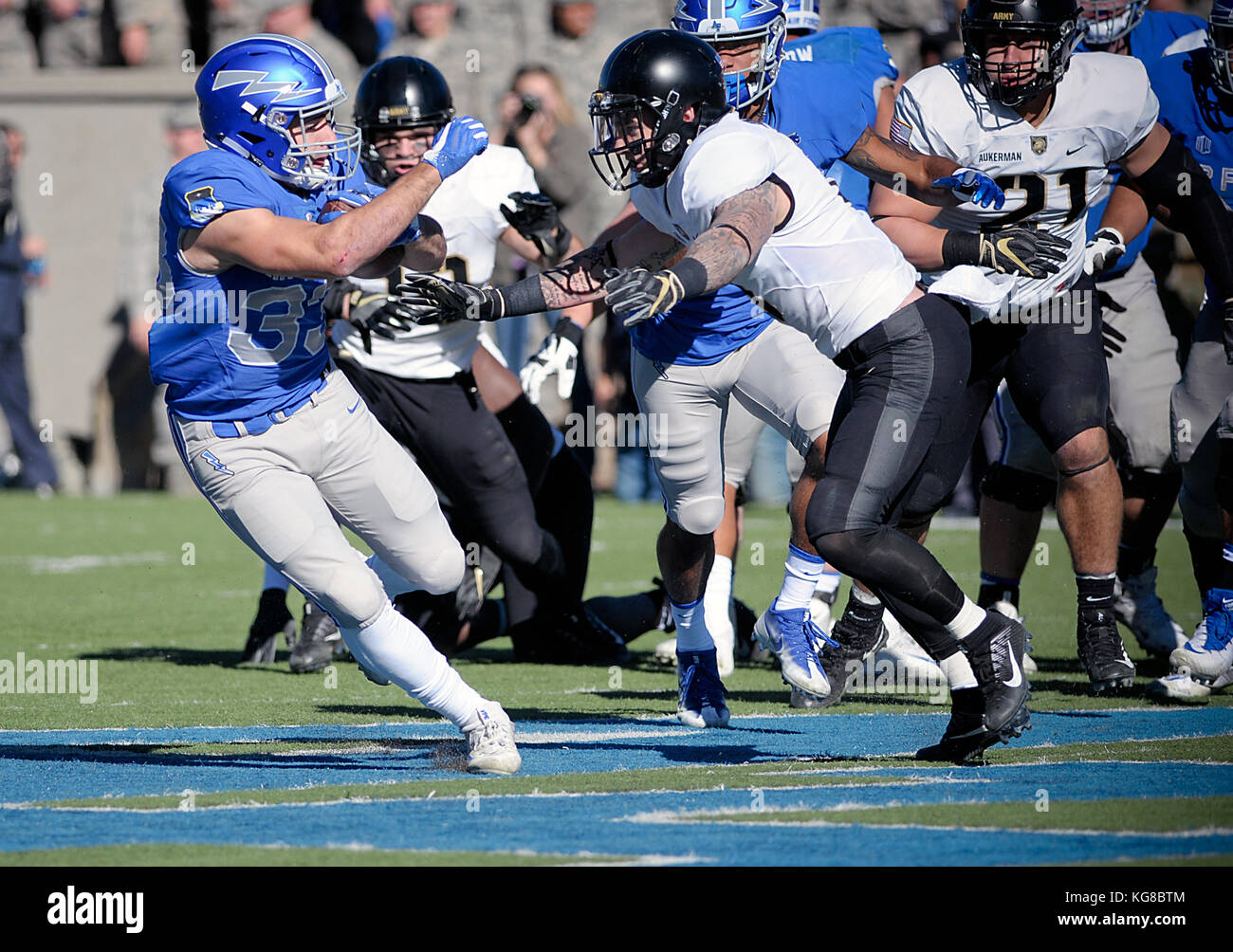 November 4, 2017 Air Force running back, Tim McVey 33, slips away