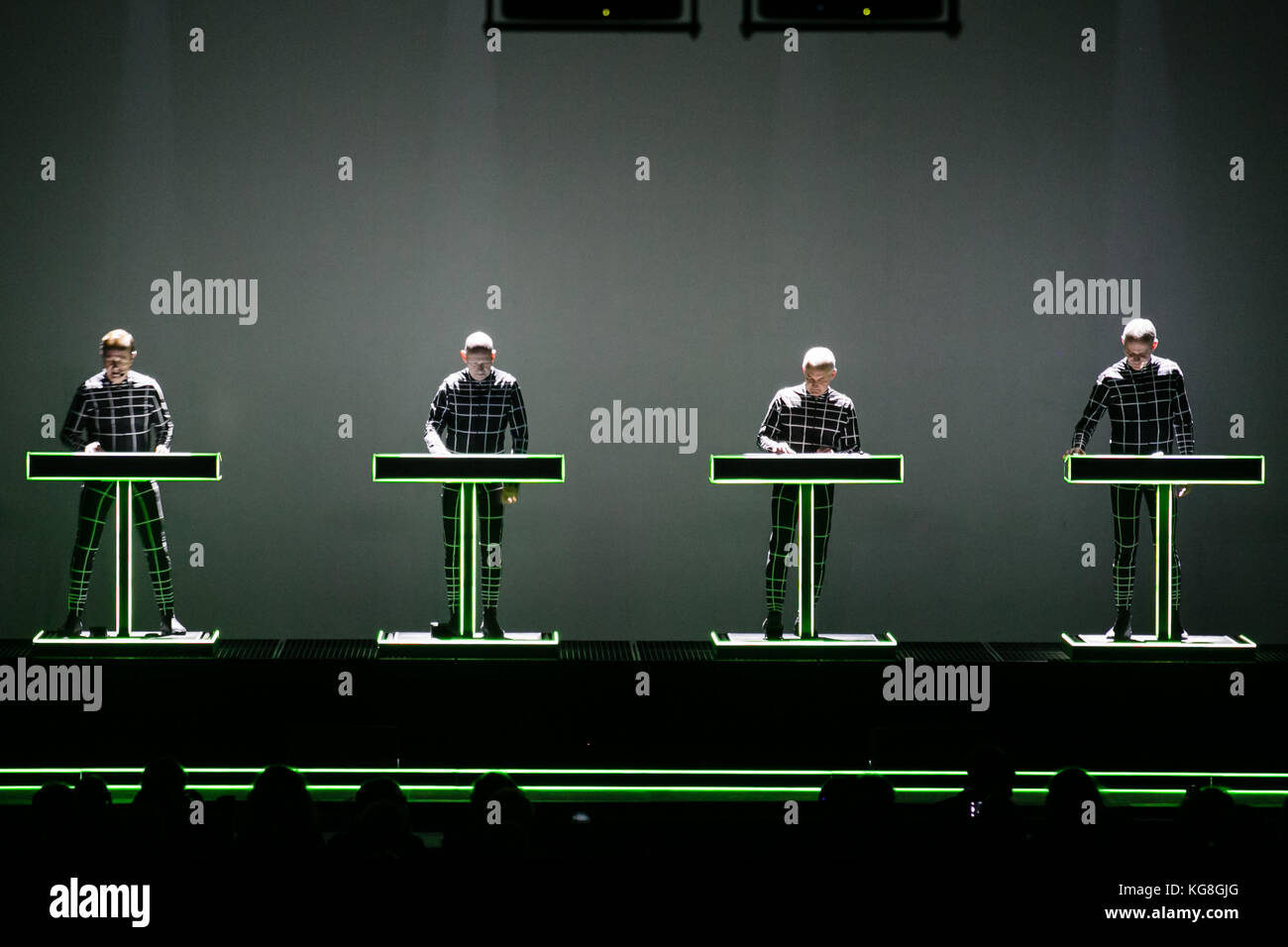 Turin, Italy, 04th november 2017 german electro band Kraftwerk perform live a 3d show Stock Photo