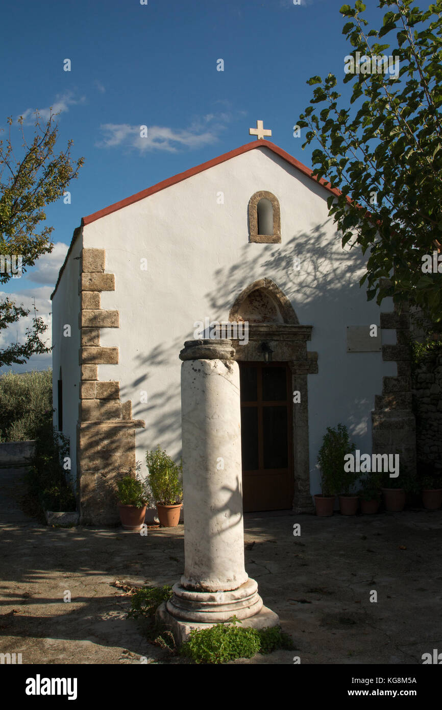 Argyroupoli is a mountain village in Crete with a nice chiurch Agia Paraskevi. Stock Photo