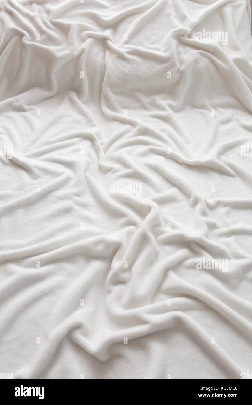 White bed sheet after night sleep top view Stock Photo - Alamy