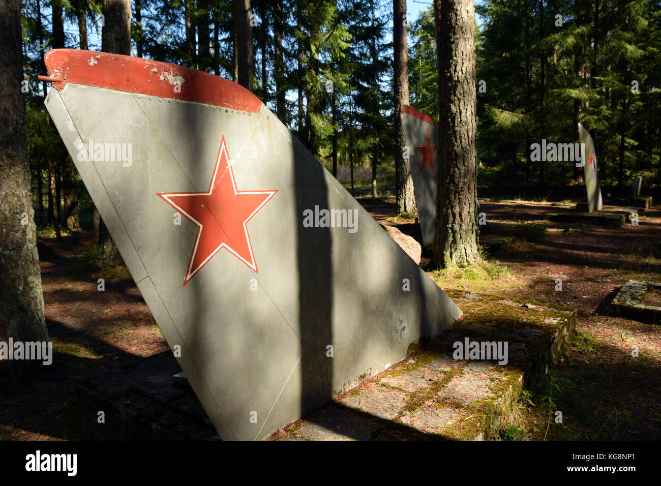 The graves of the soviet pilots near the former soviet air base of Amarie in Estonia. This air base is today run by NATO. Stock Photo