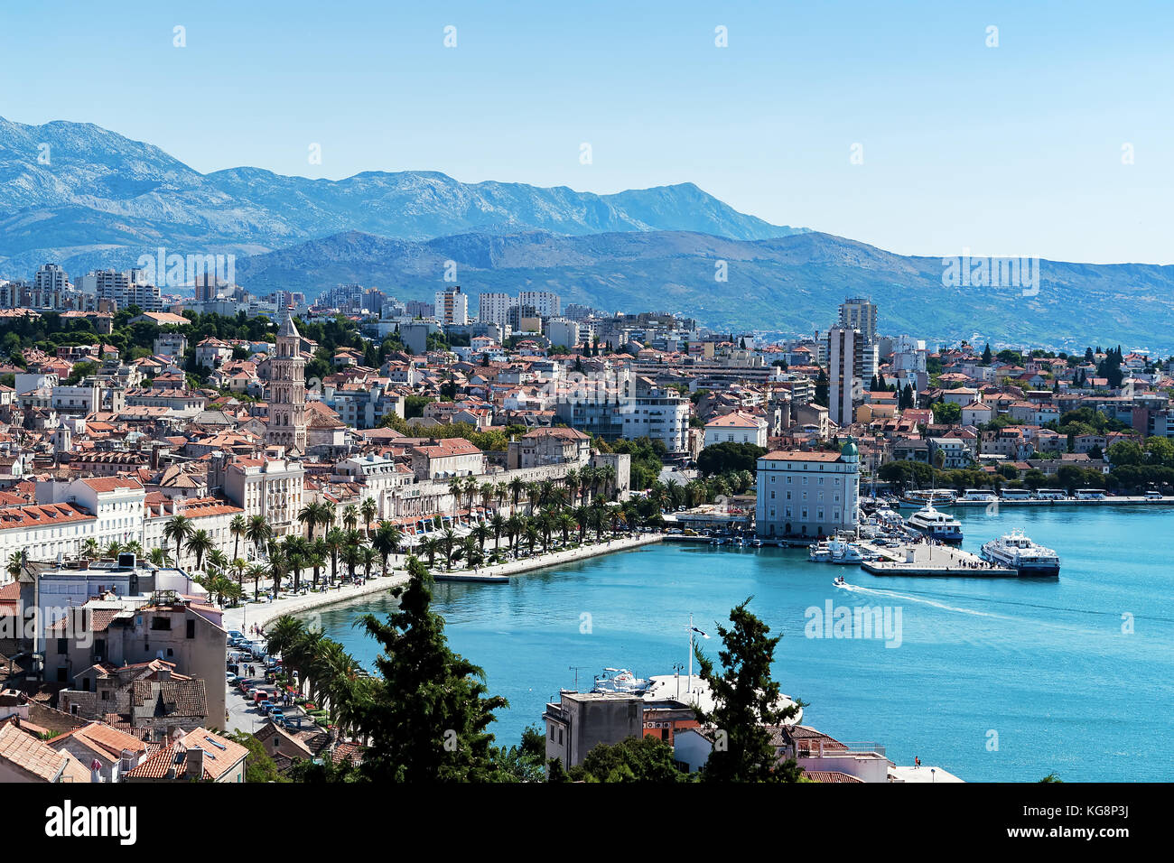 Seafront view on Split city - Dalmatia, Croatia Stock Photo