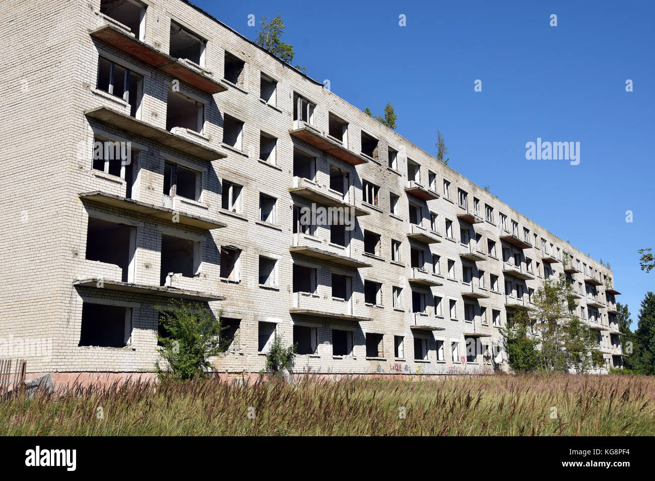 The city where people of the soviet spy antenna base lived before the USSR collapse. Stock Photo