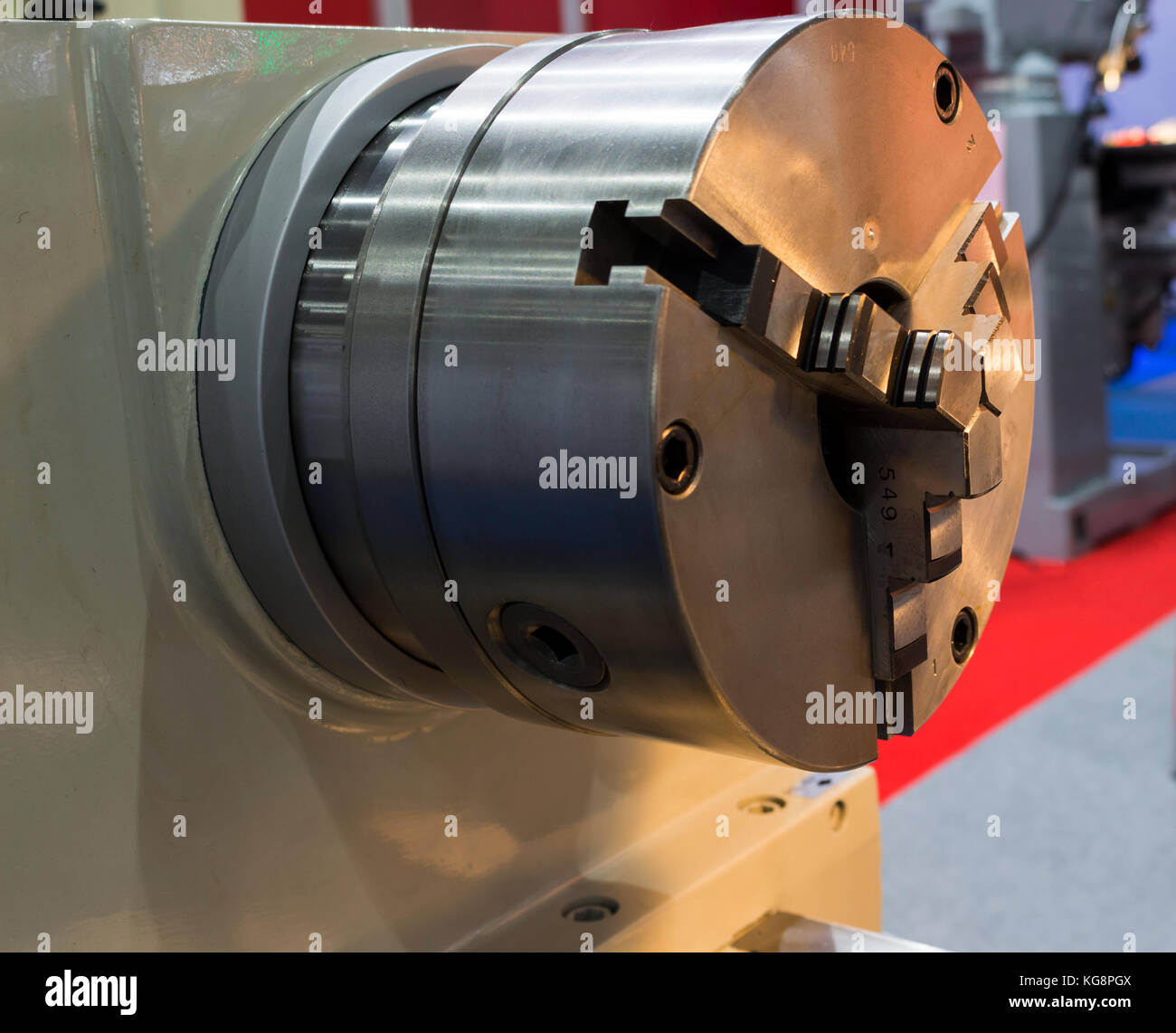 chucks of a lathe machine Side view Stock Photo Alamy