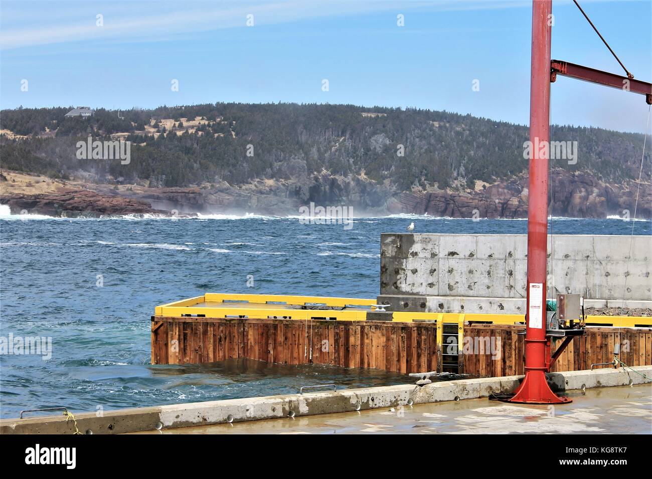 Pier jutting out into the bay, Flatrock, Newfoundland Labrador Stock