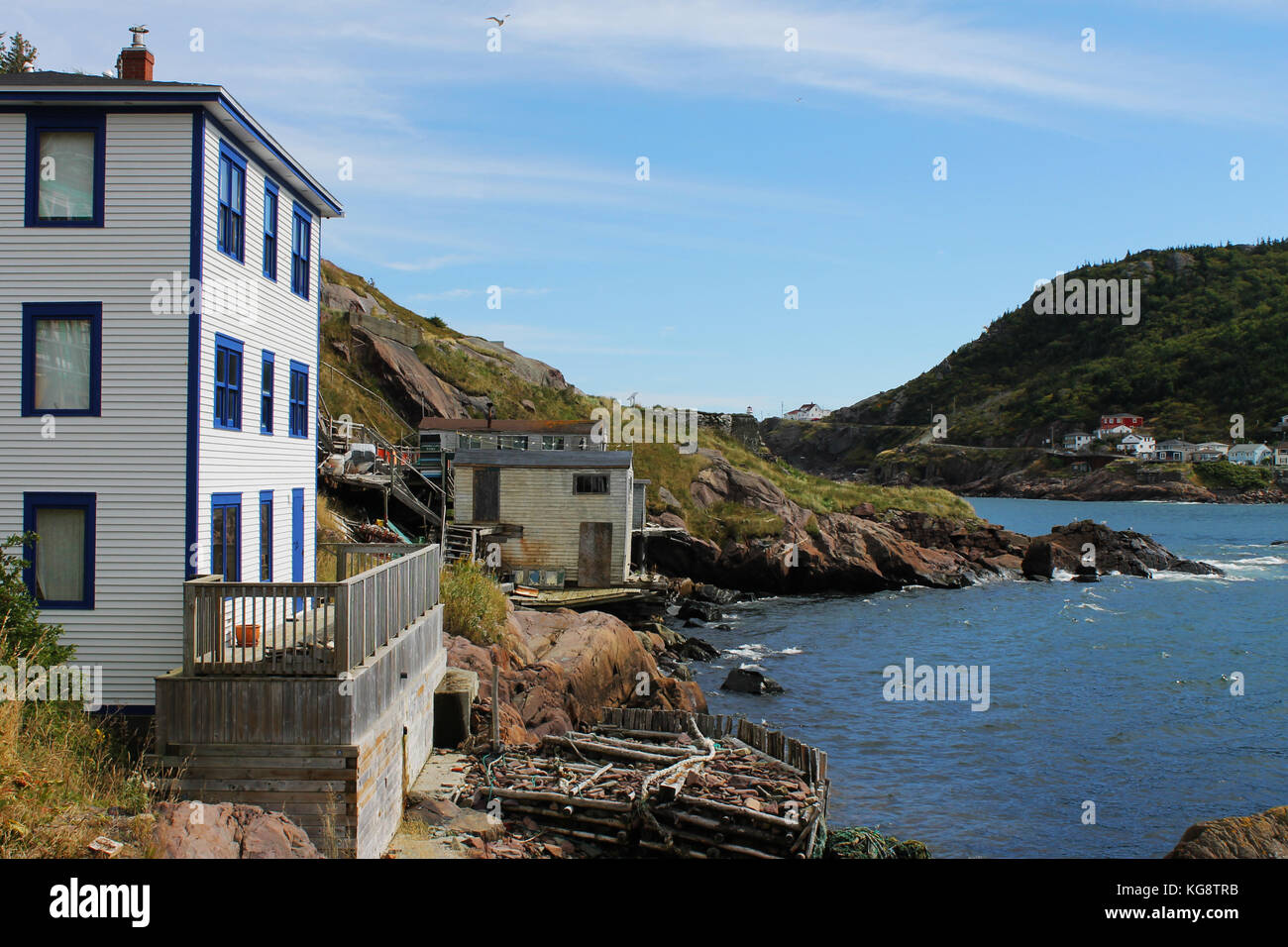 View of the Outer battery, Signal Hill,  and St. John's Harbour, St. John's, Newfoundland. Stock Photo