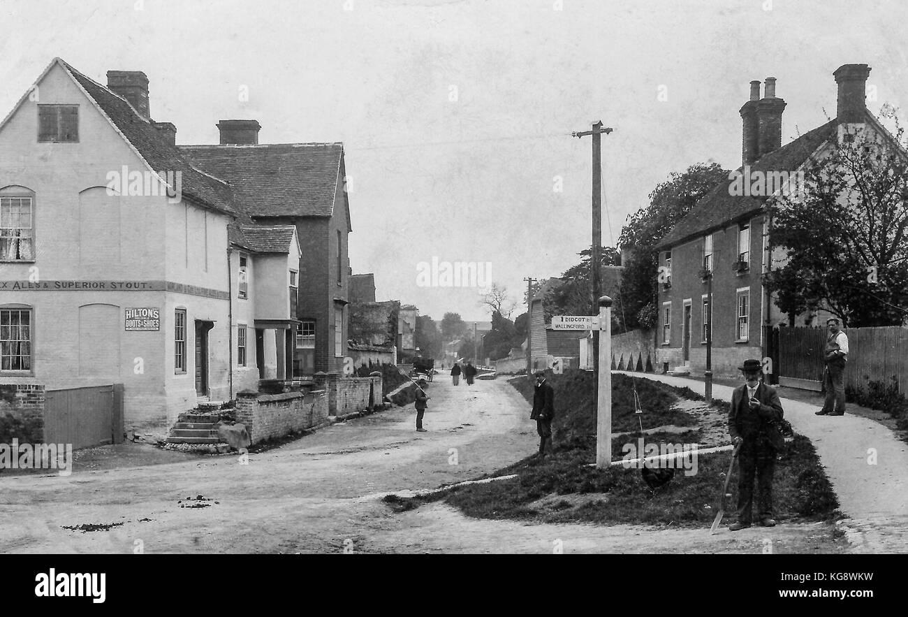 Old black and white vintage image of Harwell village in Oxfordshire Stock Photo