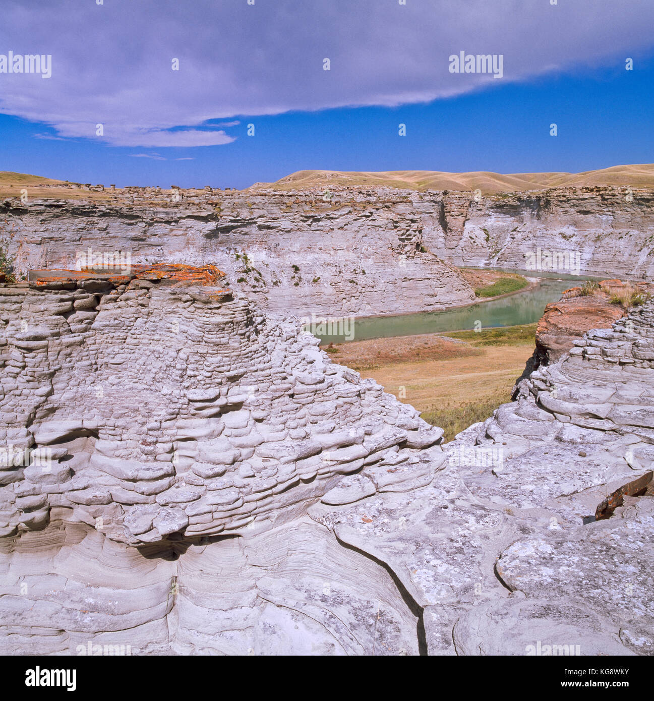two medicine river in canyon at rock city near valier, montana Stock Photo Alamy