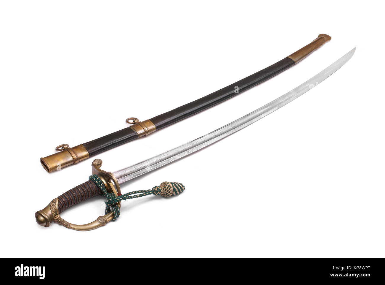 French officer saber (sabre).The 19th century. France. Path on the white background. Stock Photo