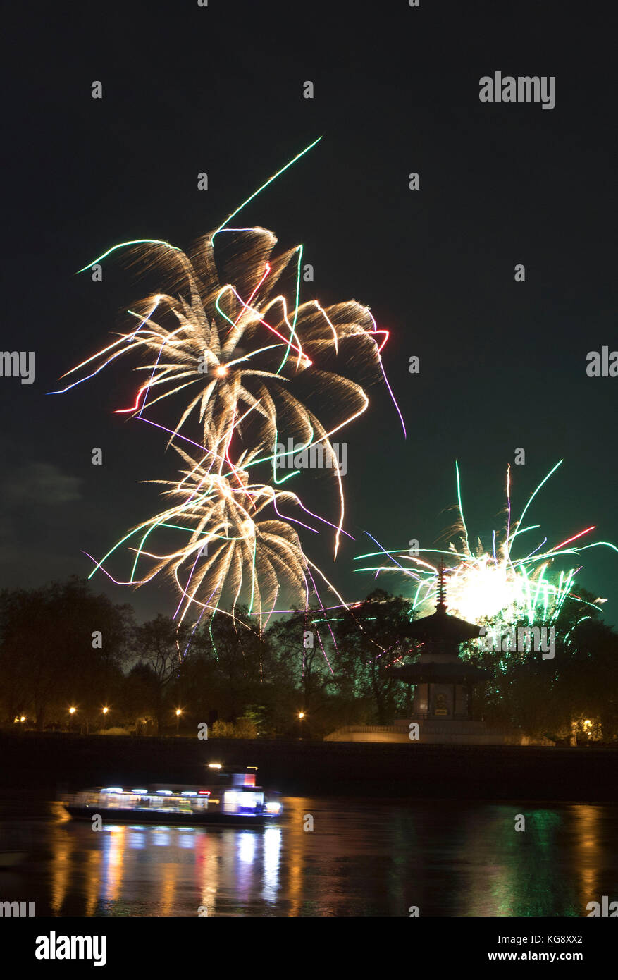Bonfire night fireworks at Battersea Park,London Stock Photo