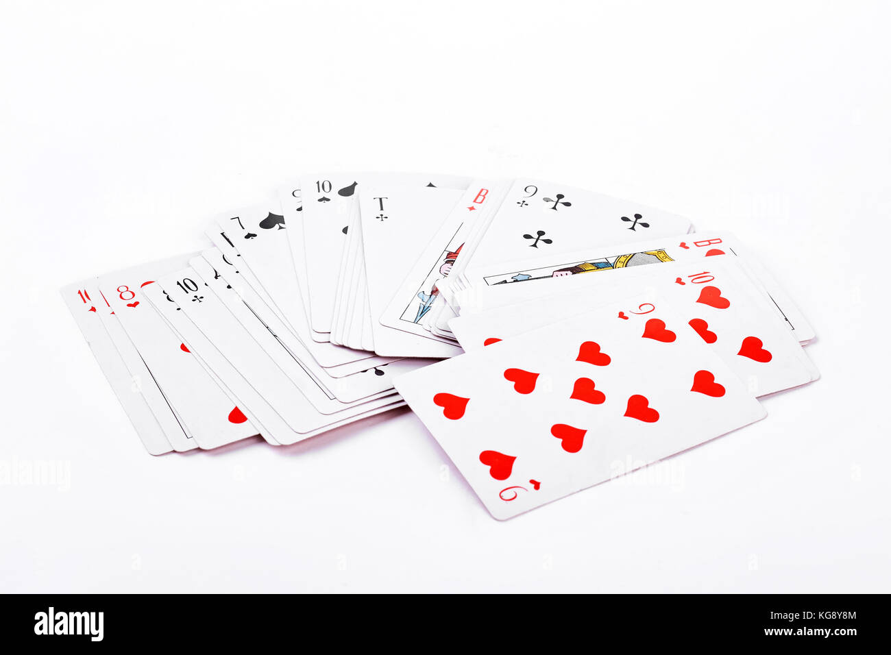 Playing cards on white background Stock Photo Alamy