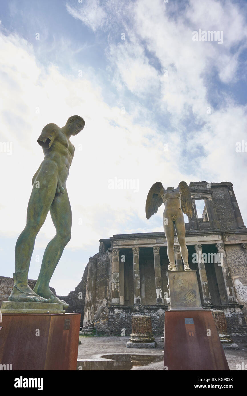 Pompeii ruins exhibited after archaeological excavations. Modern