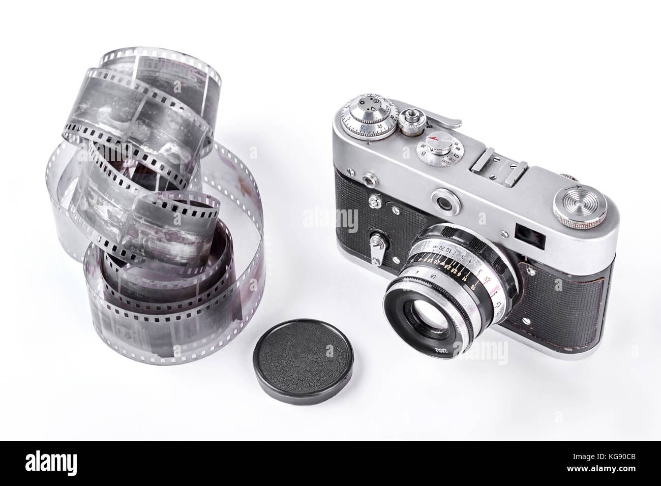 Old camera with tape and cap Stock Photo Alamy