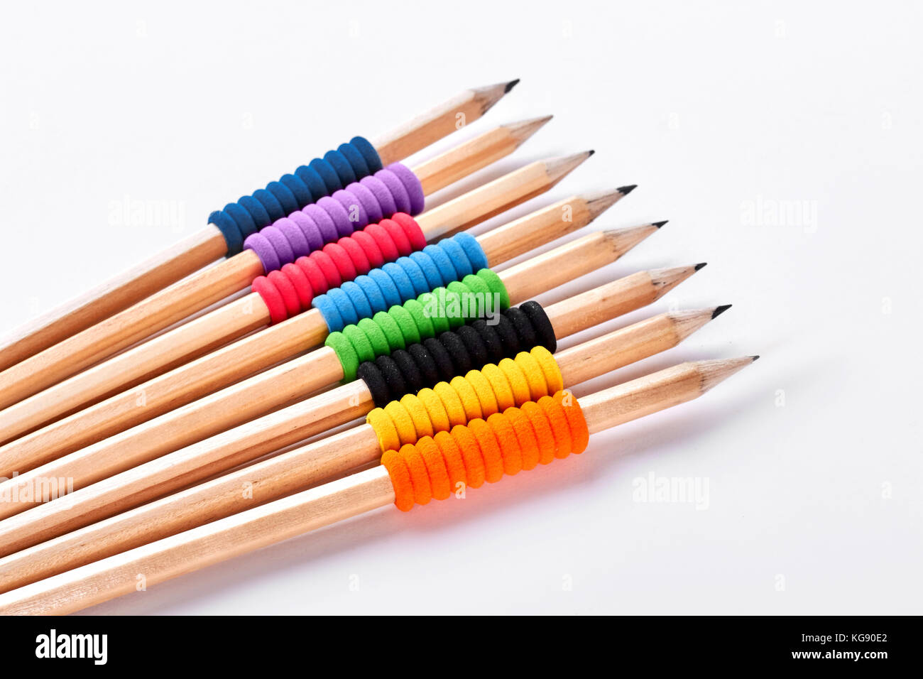 Collection of pencils on white backgrounnd. Stock Photo