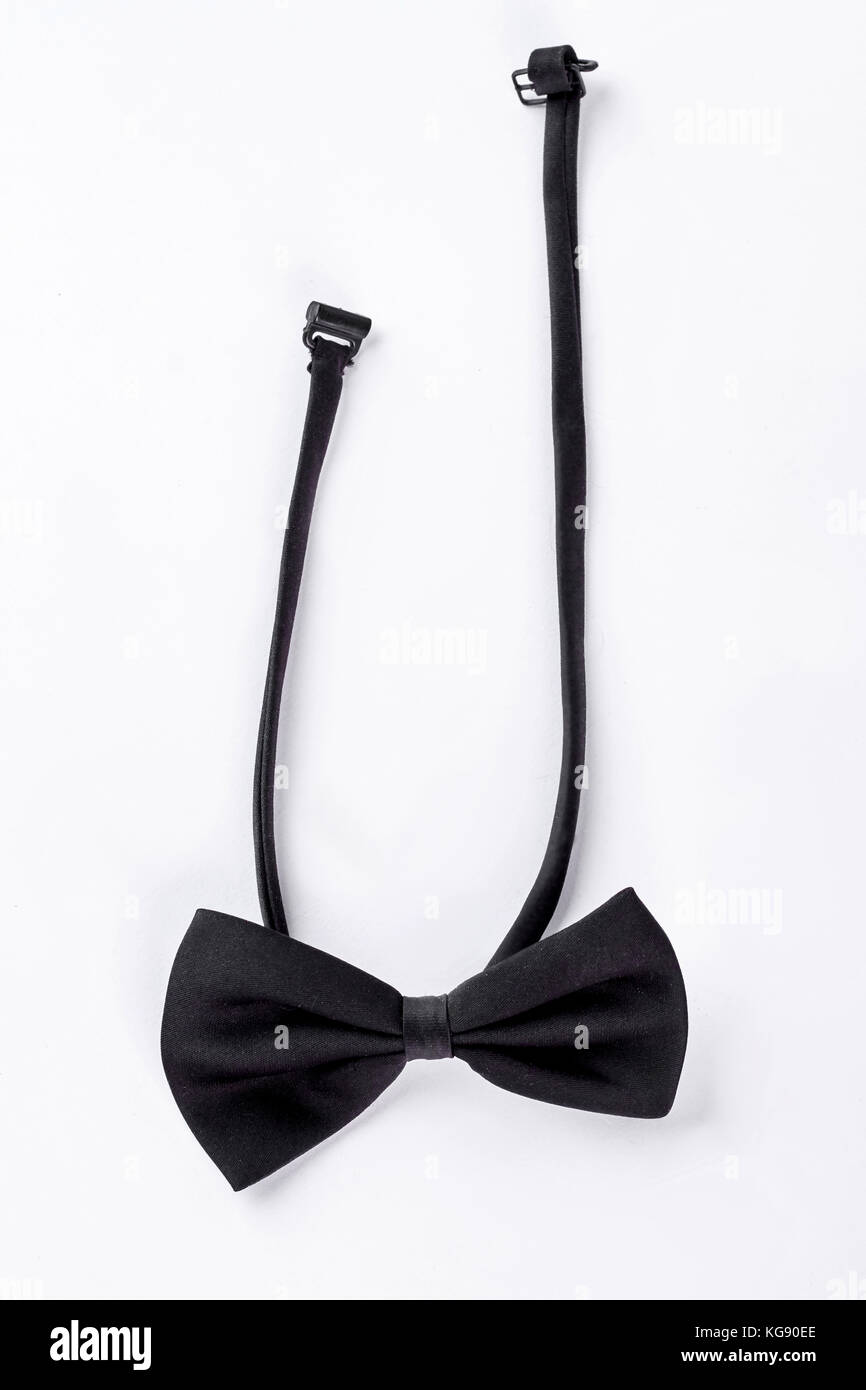 Classic black bow tie, white background. Stock Photo