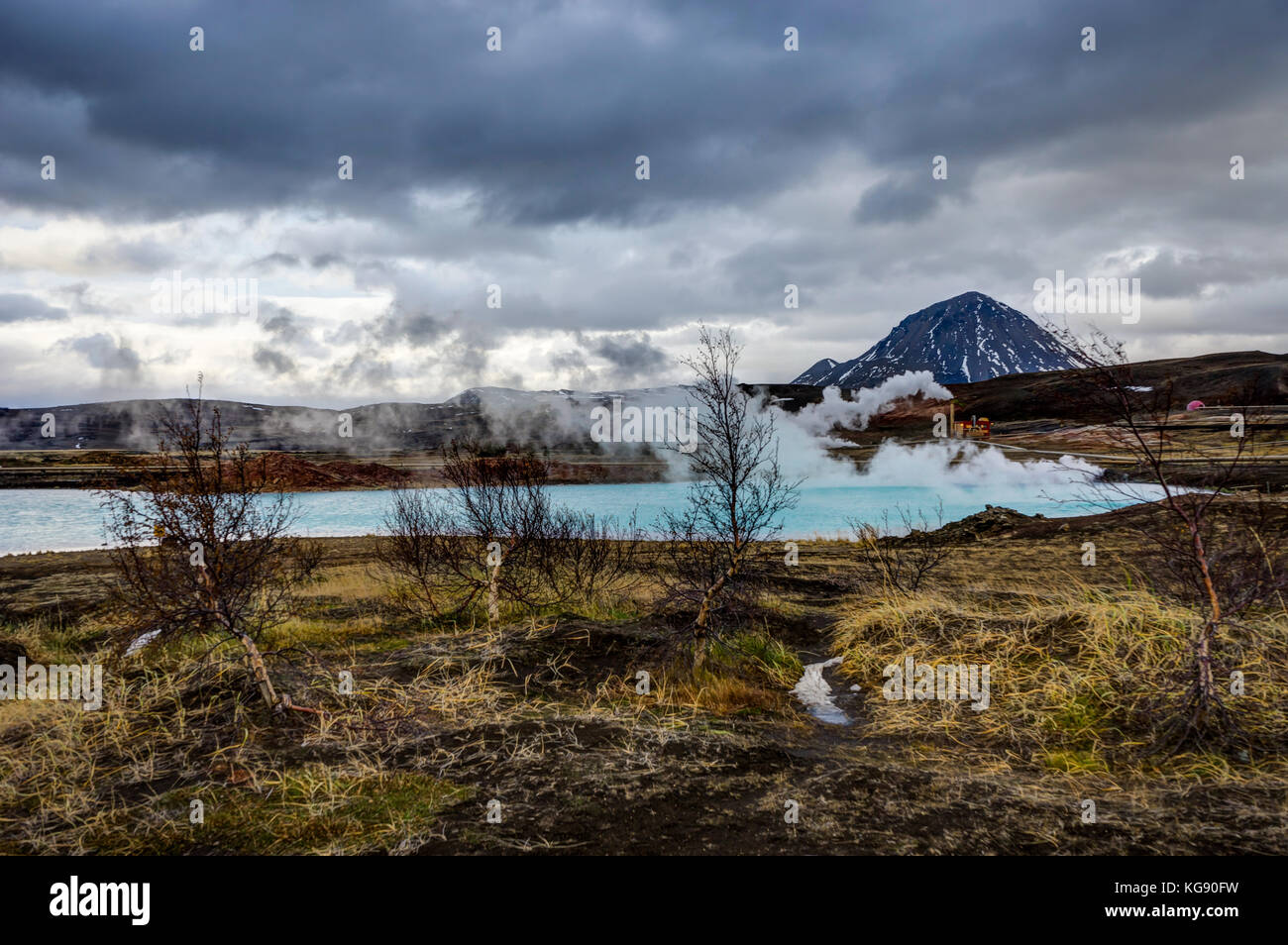 Hverir geothermal area also called Blue Lake near Myvatn Iceland Stock Photo
