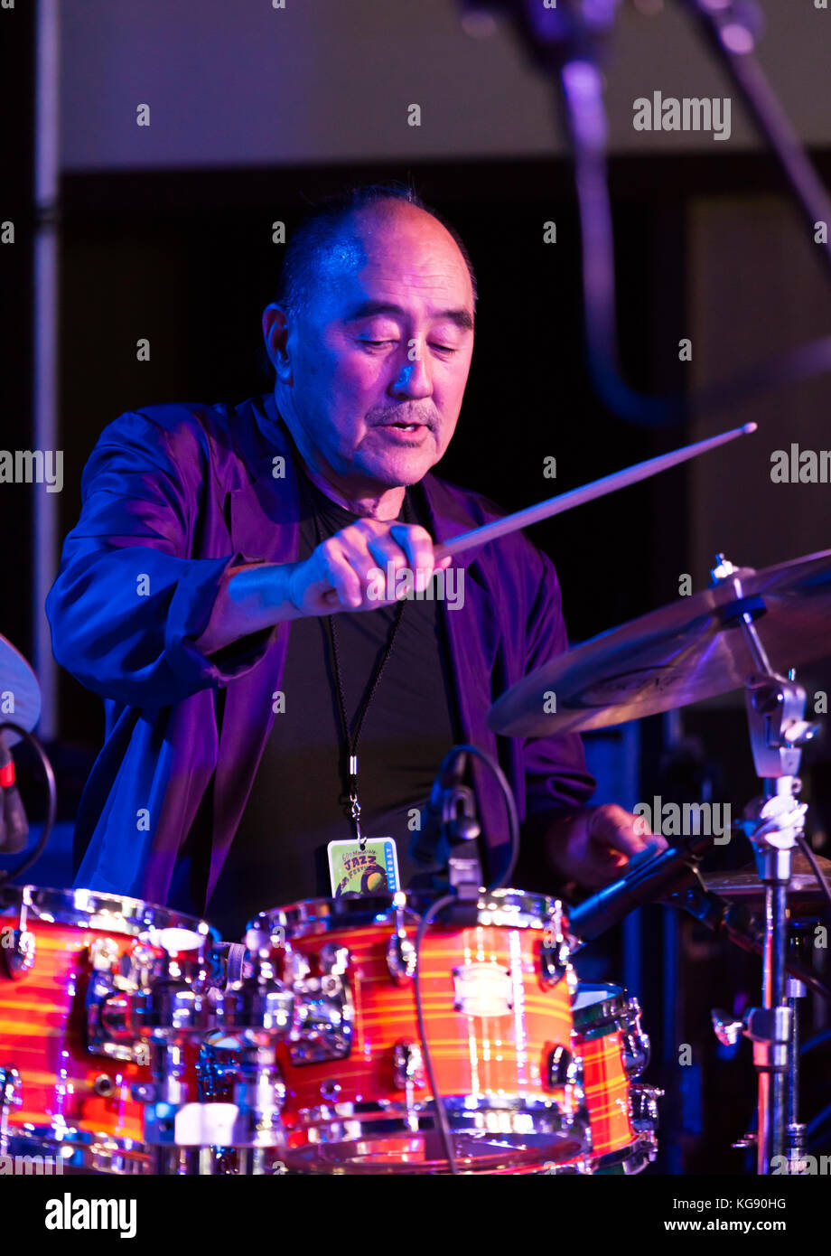 AKIRA TANA on drums for ALI RYERSON QUARTET performing in DIZZYS DEN