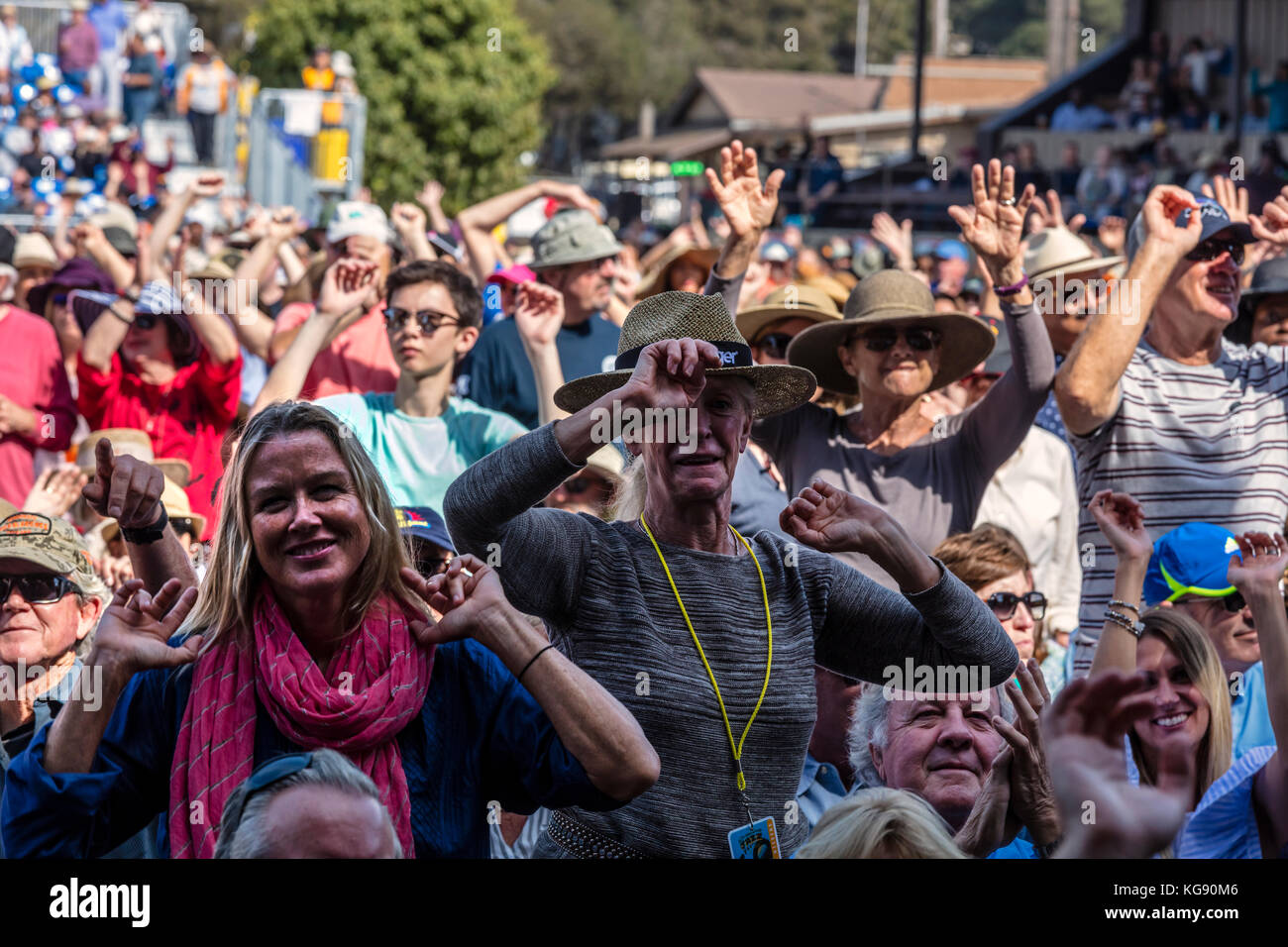 The crowd dances to MR. SIPP the Mississippi Blues Child - MONTEREY JAZZ FESTIVAL, CALIFORNIA Stock Photo