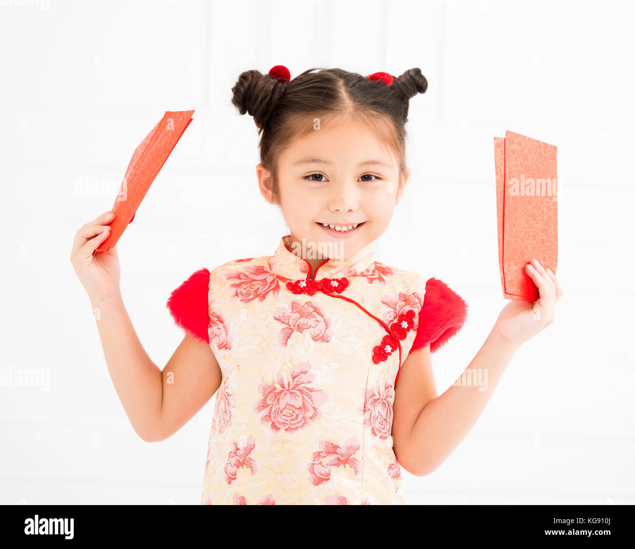 New Year's Money Little Girl Holding Red Envelope Drawing PNG Images