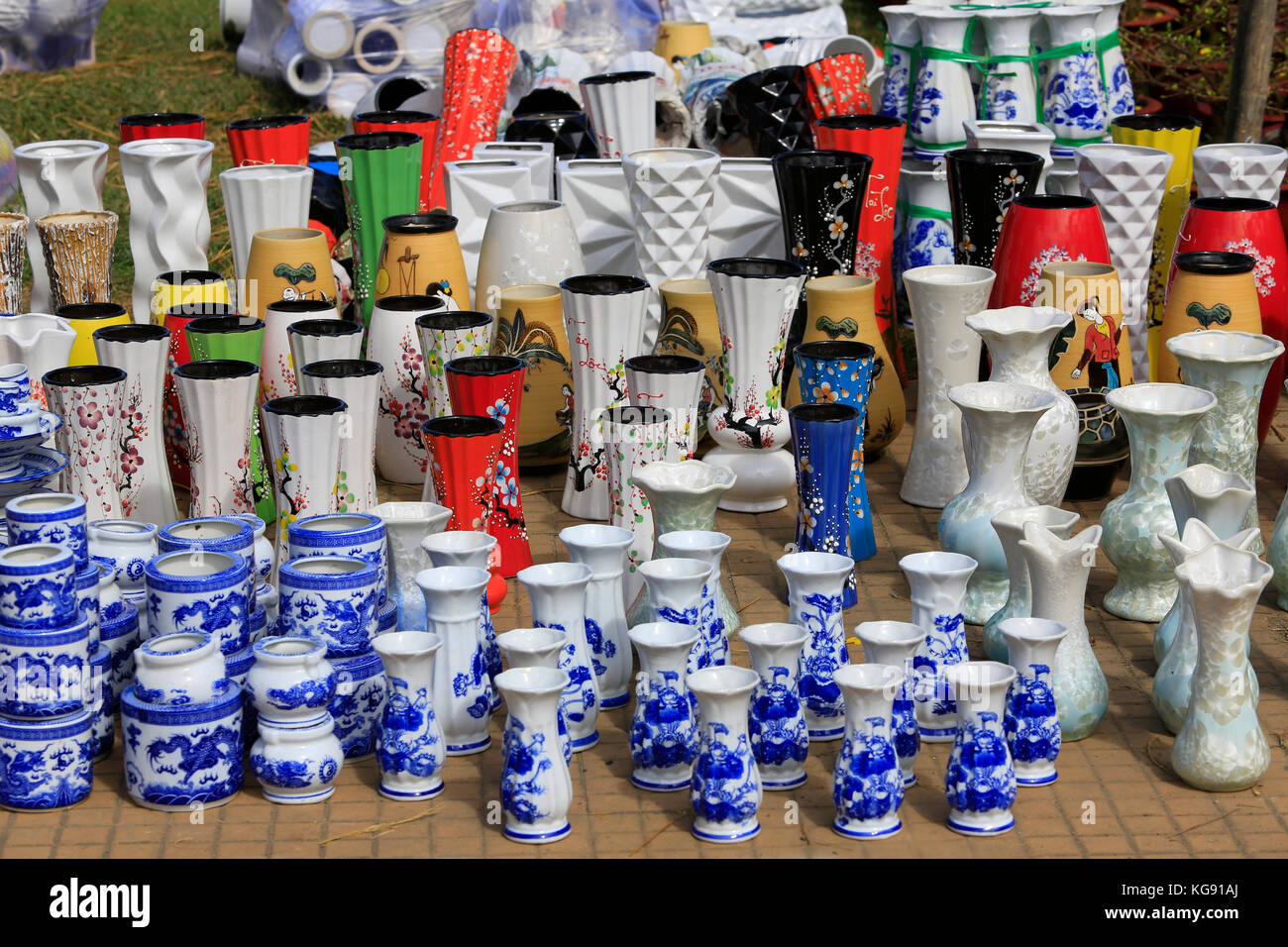 Colorful ceramic pots in market in dalat, vietnam Stock Photo Alamy