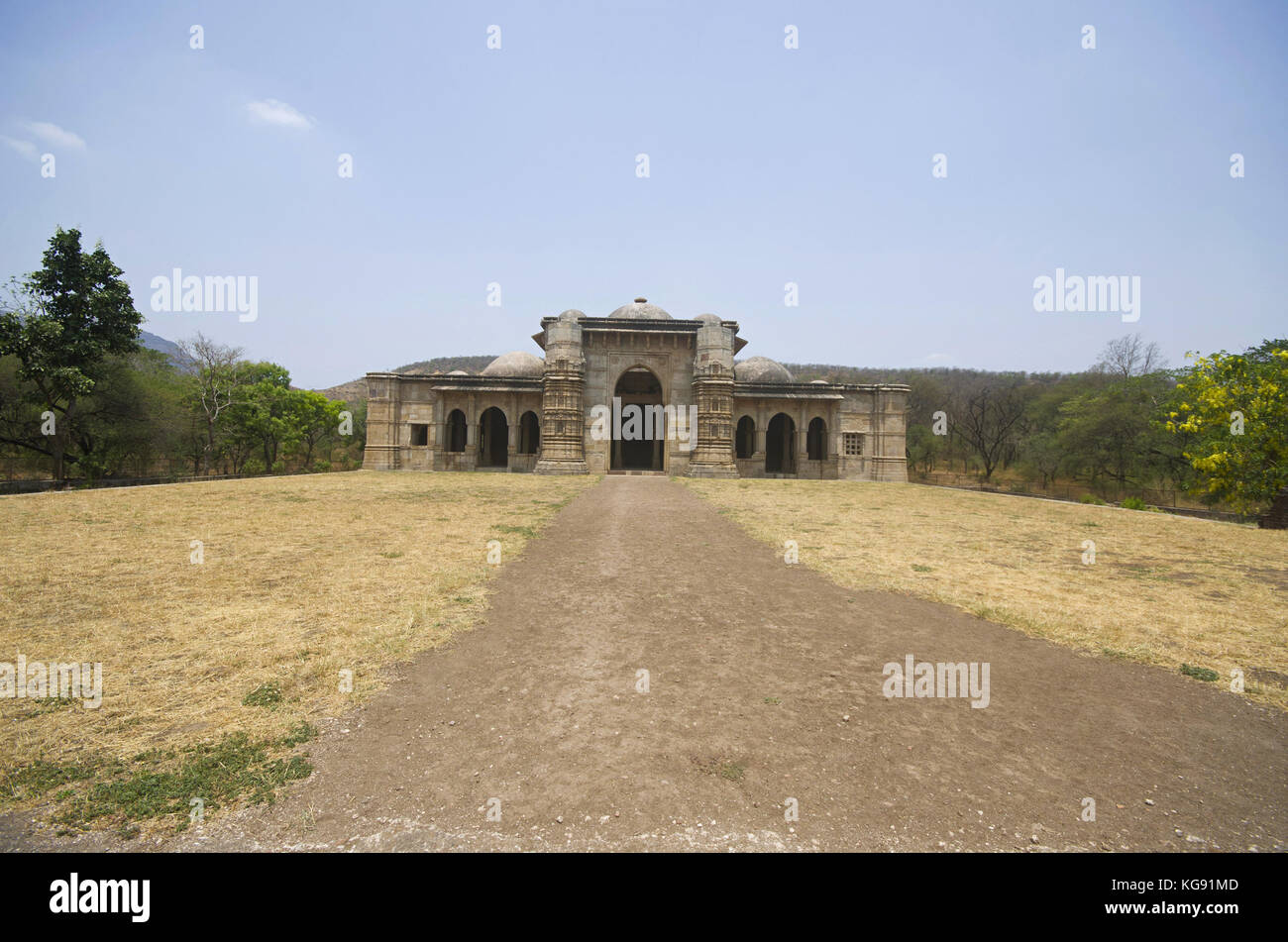 Outer view of Nagina Masjid (Mosque), built with pure white stone, UNESCO protected Champaner - Pavagadh Archaeological Park, Gujarat, India Stock Photo