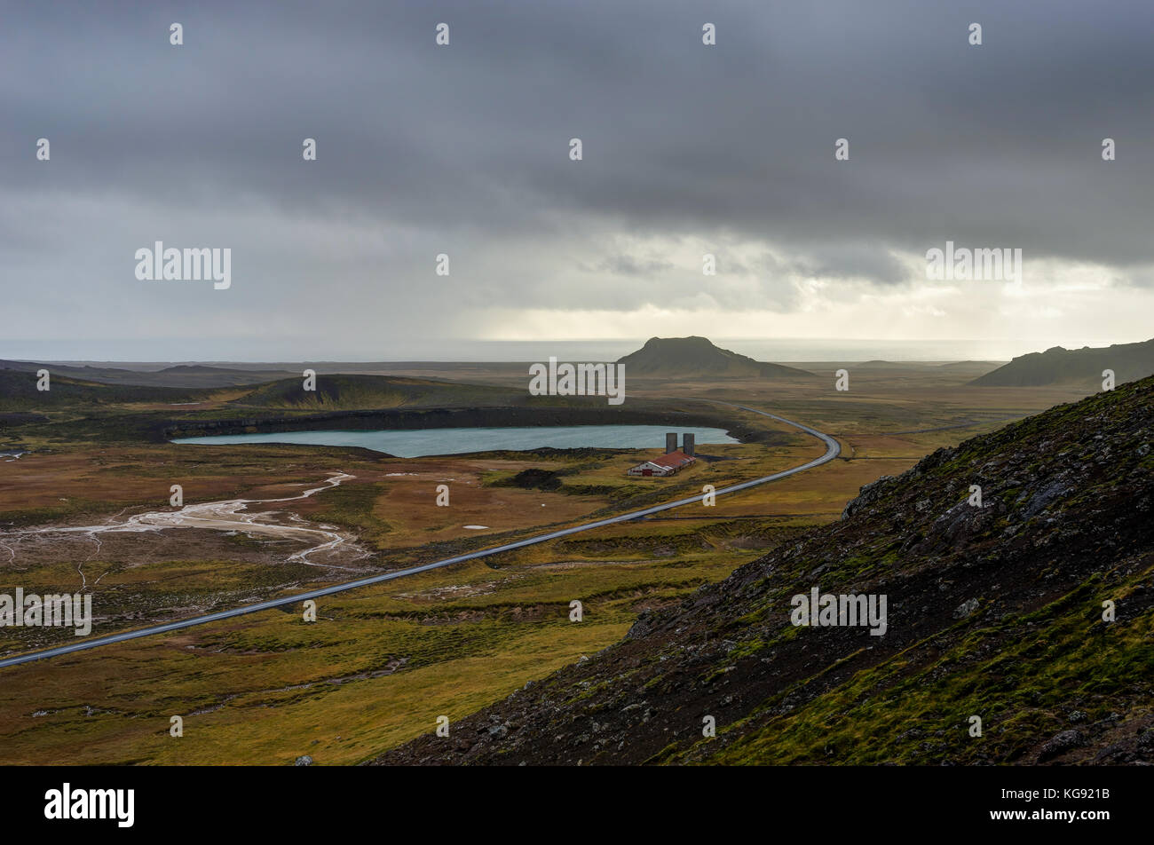 Overlooking Geothermal Field in Iceland Stock Photo