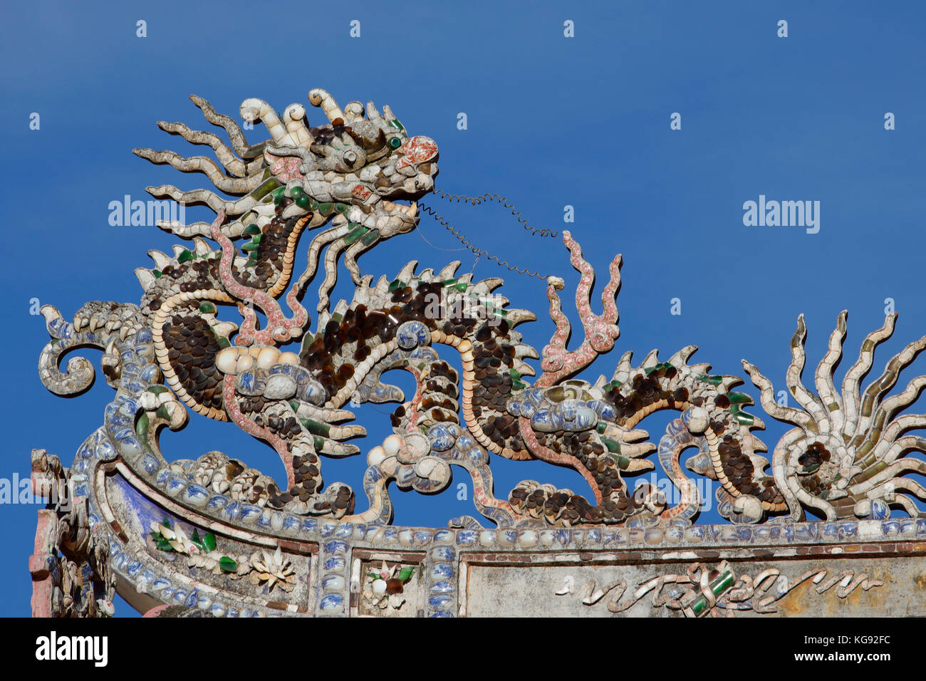 Dragon sculpture of the pagoda in Dalat, Vietnam Stock Photo