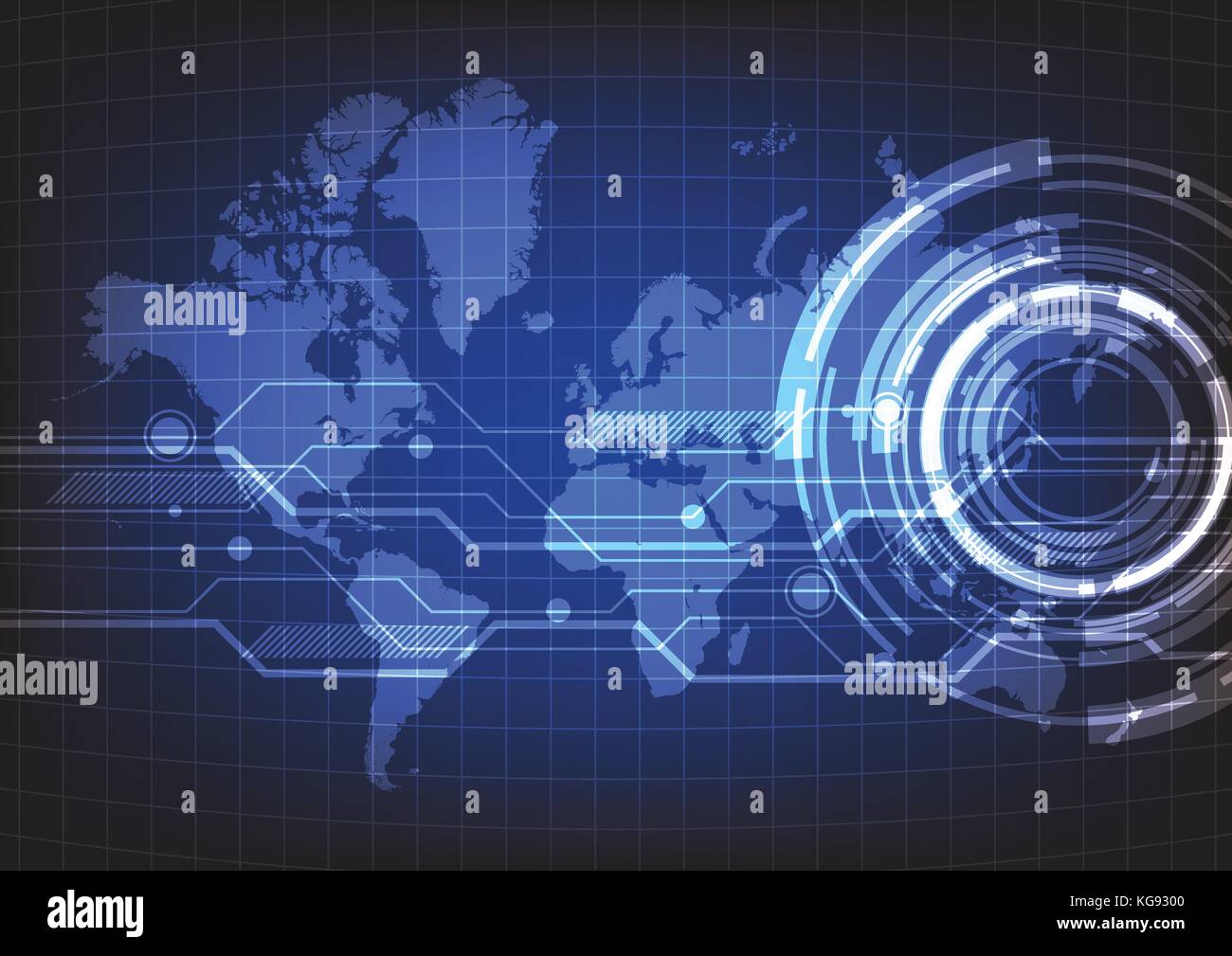 Abstract technology with world map background. Vector illustration Stock Vector