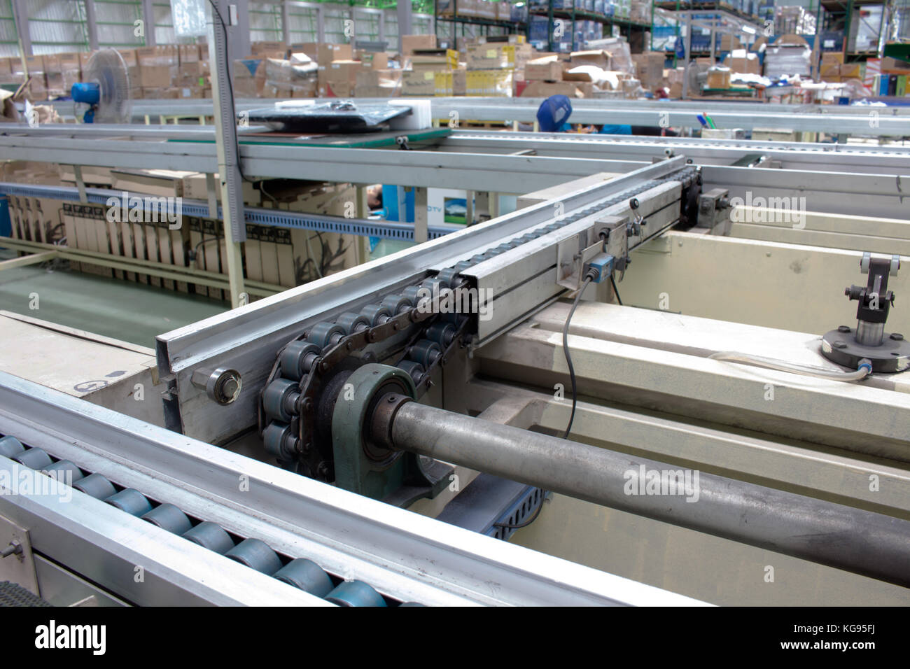 the chain drive shaft Line Conveyor Industrial Stock Photo Alamy