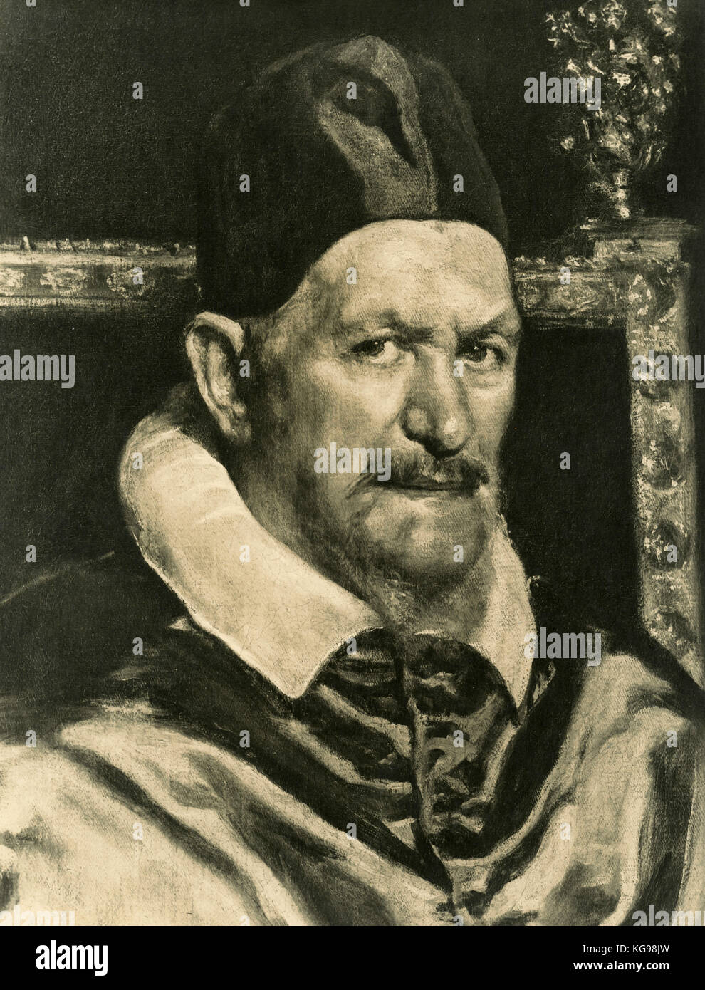 Portrait of Pope Innocent X, painting by Don Diego Velasquez Stock Photo