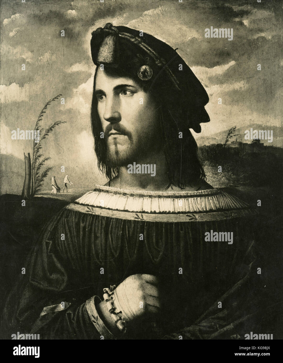 Portrait of Cesare Borgia, painting by Giorgione Stock Photo