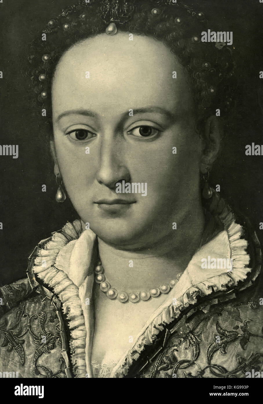 Portrait of Bianca Cappello, painting by Angelo Bronzino Stock Photo