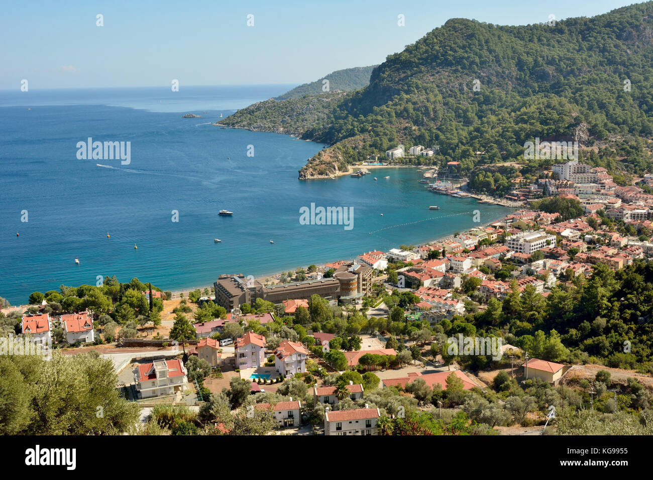 View over Turunc suburb of Marmaris resort town in Turkey. Stock Photo