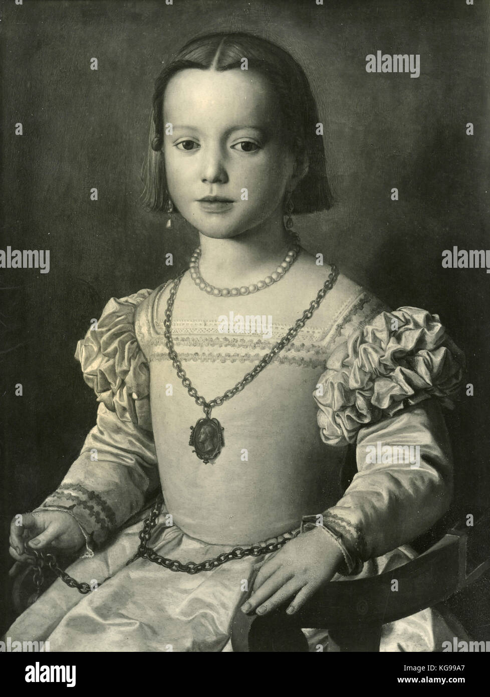 Portrait of Maria de' Medici, daughter of Cosimo I, painting by Angelo Bronzino Stock Photo