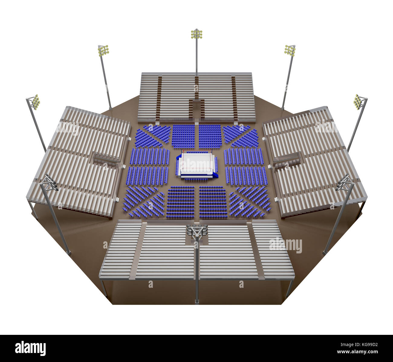 empty arena boxing view from above isolated 3d rendering Stock Photo