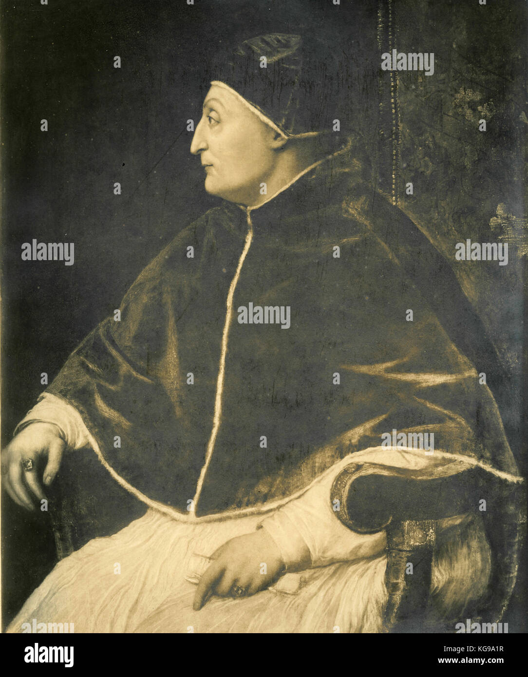 Portrait of Pope Sixtus IV, painting by Titian Stock Photo Alamy
