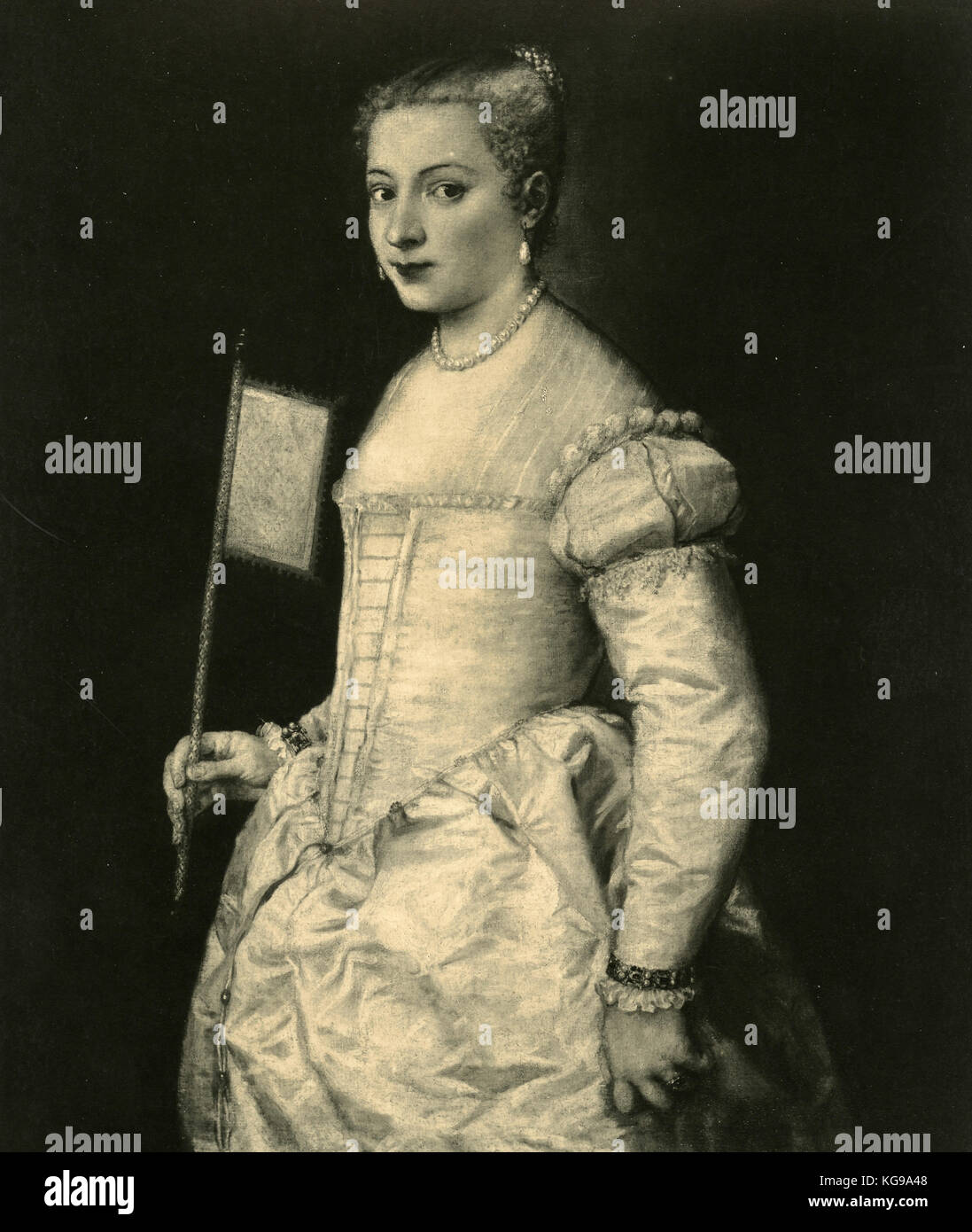 Portrait of Lavinia, painting by Titian Stock Photo