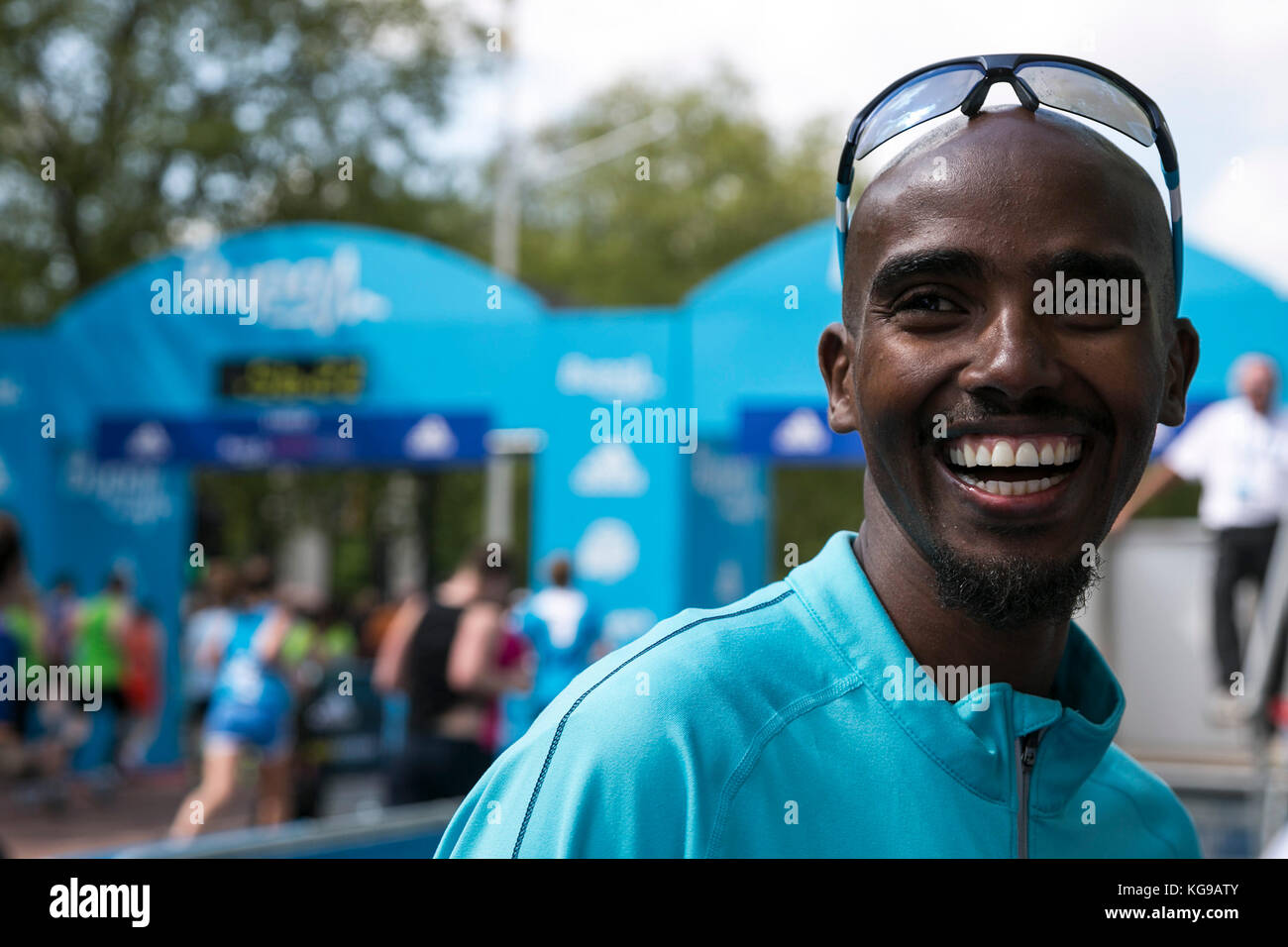 British long-distance runner Mo Farah wins the Bupa London 10,000 m race for the 5th times in a row, (29:13). Stock Photo