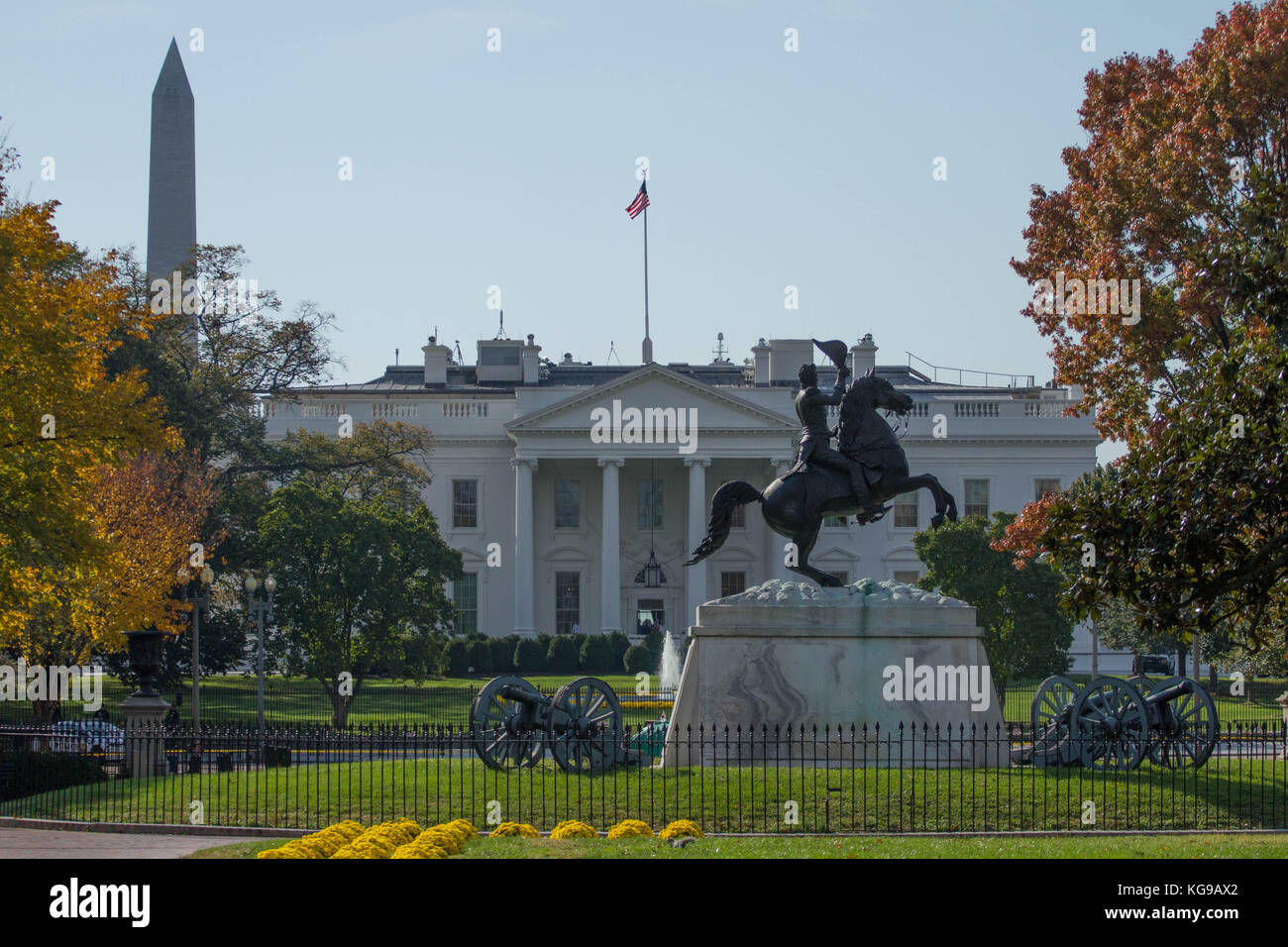 The White House is seen the morning of President Donald Trump's departure for a 12-day, 5-nation trip to Asia, Friday, November 3, 2017. Stock Photo