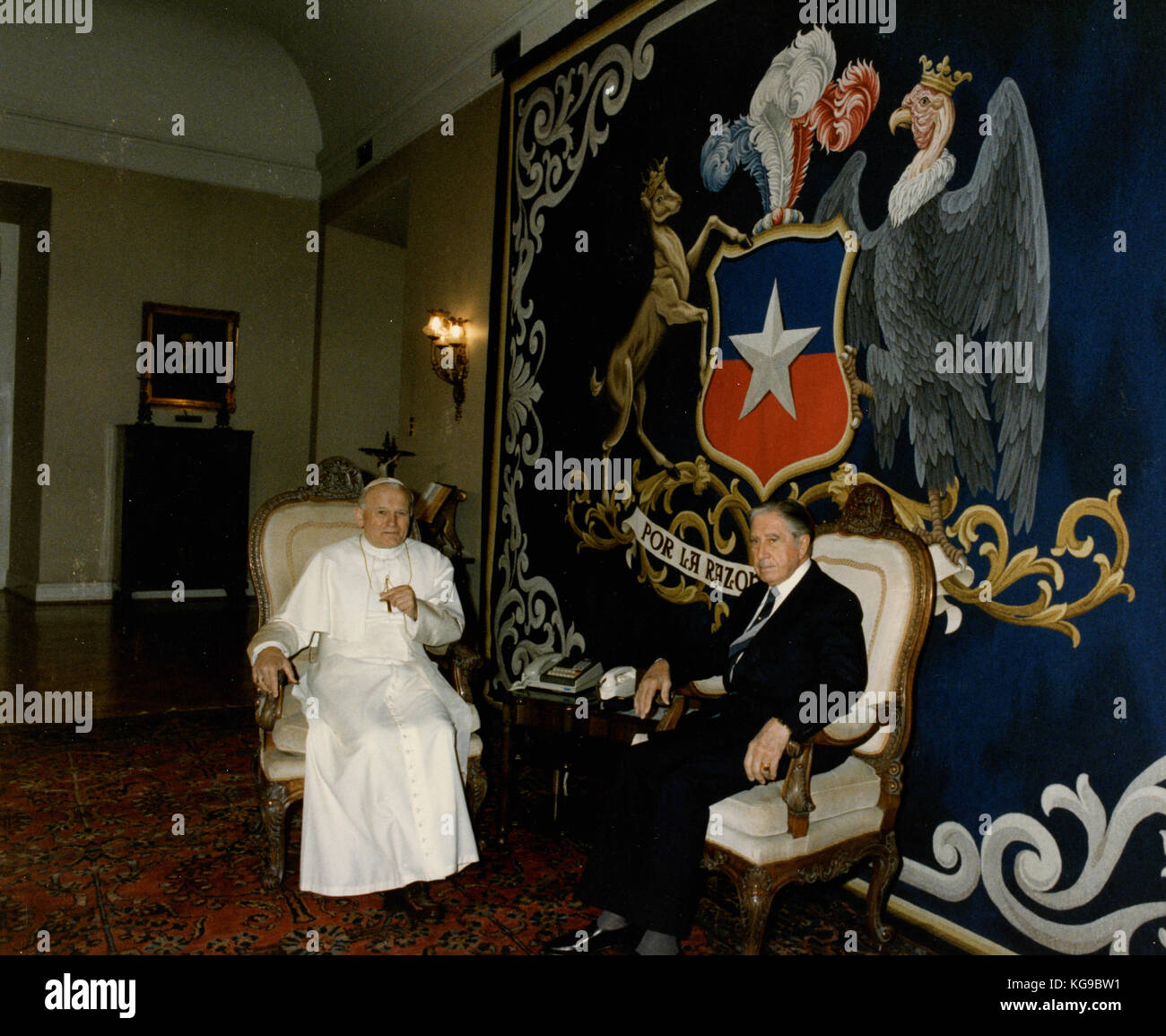 Pope John Paul I and Chile President General Augusto Pinochet, 1987 Stock Photo