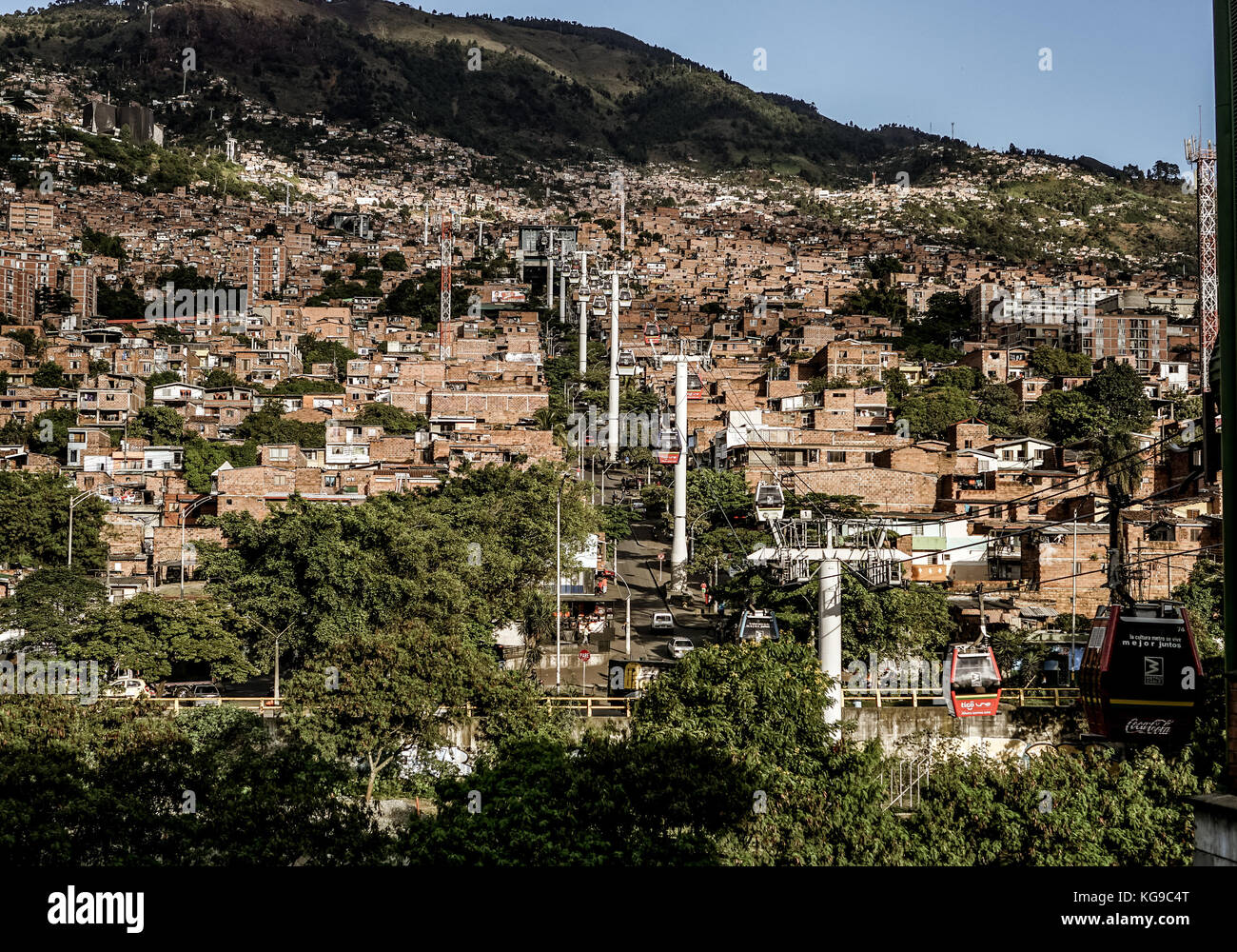 Cable cars in Medellin Stock Photo