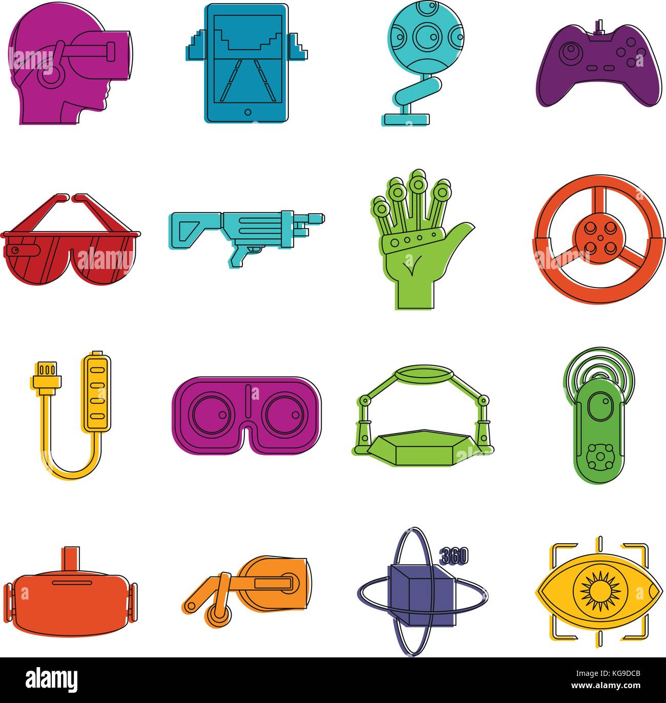 Virtual reality icons doodle set Stock Vector Image & Art - Alamy