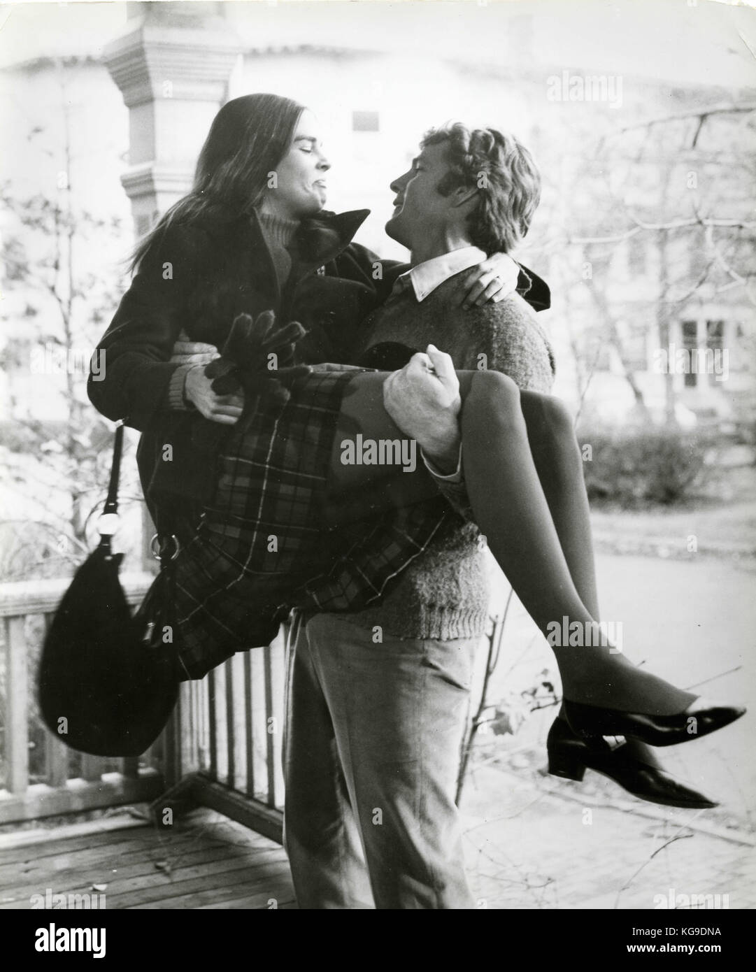 Actors Ryan O' Neal and Ali MacGrow in the movie Love Story, 1970 Stock Photo